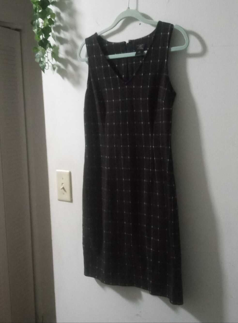 Classic Black Plaid V-Neck Women's Dress